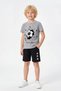 Round Neck Summer Football Print Detailed Capri Boys' Top and Bottom Set