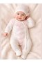 Baby Girl Ecru Lace Piece Jumpsuit Set with Hat - Cotton Piece Hospital Release Long Sleeve Footed Jumpsuit