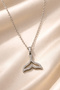 Zircon Stone Whale Tail Women's Steel Necklace – Silver Color - 2