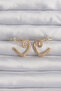 Brass Gold Color Zircon Stone Curved Half Heart Earrings