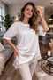 Pink Oversized T-Shirt Satin Lace Detailed Asymmetrical T-Shirt\T-Shirt