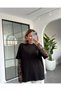 Women's Circular Neck Short Sleeve Da Lace Etayli Loose Cut Oversize T-Shirt Bluz Npr1000 - 3