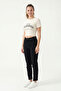 Short Sleeve Cropped T-Shirt Printed Crew Neck Fitted Slim Fit - Cream - 5