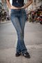 Y2K Troklu Low-Rise Flared Jeans with Stone Detail, Skinny Fit, 90S Vintage D Denim Trousers