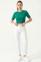 Short Sleeve Cropped T-Shirt Crew Neck Fitted Slim Fit - Emerald Green - 4