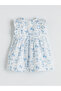 Ecru Patterned Baby Girl Poplin Dress - 4