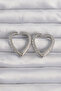 Brass Silver Color Zircon Stone Motif Heart Earrings