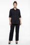 Women's Black Summer Elastic Waist Buttoned Double Pocketed Top and Bottom Set