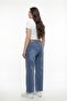 Women's Navy Blue Seasonal Elastic Waist Belt Piece Pipe Leg Trousers - 4