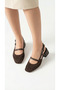Women's Heeled Lace-Looking Ankle-Strapped Daily Summer Ballerinas with Middle Straps - 4