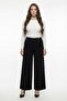 Women's Black Seasonal Lace-Up Special Design Pipe Leg Trousers