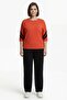 Women's Orange Summer Dress with Elastic Waist and Accessories, Piece Paneled Top and Bottom Set