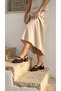 Women's Heeled Lace-Looking Ankle-Strapped Daily Summer Ballerinas with Middle Straps - 5