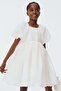 Puff-sleeved satin dress