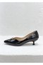 25106301Y Genuine De Leather cm Pearl Stiletto Heel Ti̇letto Shoes with Metal Logo Detail on the Front for Women - 3