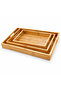 Bamboo Wooden Serving Tray Set of 3 - Breakfast Presentation with Handles - 3