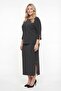 Women's Black Summer Dress with Elastic Waist, Sleeves and Side Zippers with Accessories Top and Bottom Set - 2