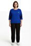 Women's Cobalt Summer Clothes, Elastic Waist, Accessories, Parts Paneled Top and Bottom Set
