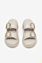 Women's Beige High-Sole Comfortable Shoes Double Buckled Slipper