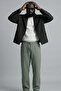 Men's Khaki Linen Trousers with Elastic Waist - 2