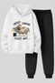 Panda Printed 3-Yarn Quality Sweatshirt and Sweatpants Children's Top-Bottom Set