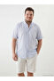Giyçık Store Den Blue Regular Fit Linen Mixed Material Men's Shirt