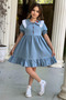 Stretch Fabric Ruffled Cherry Detail Girls' Denim Dress - Wide Fit, Buy for 1-Year-Old - Girls' Dress - 2