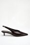 Women's Brown Patent Leather Pointed Toe Kitten Heeled Shoes - 4