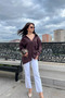 Women's V-Neck Modal Fabric Casual Single Pocketed Sheer Shirt Sun290 - 5
