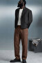 Men's Elastic Waist Brown Linen Trousers