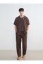 Brown Loose Fit Resort Collar Muslin Men's Shirt - 2