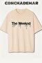 تي شيرت The Weeknd مطبوع Premium Oversize مكون من قطن قطع
