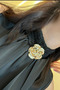 Women's Black Drape Collar Gold Accessory Detail Sleeveless Satin Blouse Sun291 - 6