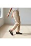 Black Patent Leather Piped Detail Women's Square Toe Piece Set Ballet Flats - 2