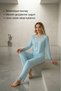 # Pajama Turquoise Satin Women's Pajama Set Comfortable Home Wear Daily and Dowry Wear Breathable Soft - 2