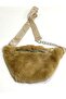 Plush Crisscross Straps Women's Bag / Chain Detail / Adjustable Handle / Lined - 2