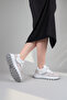 Rara Stone and Tulle Detail Sneakers White - 5