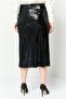 Women Sequin Midi Skirt, Black - 4