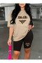 Women's Free Spirit Printed Oversized T-Shirt Leggings Set Loose Combination Boyfriend