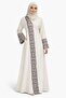 Fleur 2-in-1 Buttoned Open Abaya with Central Floral Embroidery & Matching Hijab