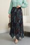 Mixed Pattern Elastic Waist Asymmetrical Cut Lined Tulle Skirt - Water Green