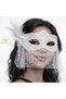 White Lace Tulle Veil Party Mask – with Feathered Pearl Detail - 2