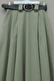 Thick Belt Layer Tivil Skirt with Pleated Side Zippers on the Front -Khaki - 4