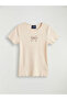 Ecru Crew Neck Bow Printed Girls' T-Shirt