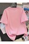 Ribbon Printed Oversize Circular Neck T-Shirt - 2