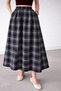 Black E Plaid Skirt with Elastic Waist and Pockets Pocketed Le - 2