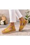 Women's Mustard Fishnet Padded Heel Sandals-0509 - 3