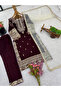 Maroon Velvet Top Bottom & Dupatta - HRT5527 | Maroon-Size:L-40-Inches - 7
