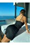 Black Special Design Low-Cut Spaghetti Strap Mini Dress - 4