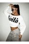 Women's Voila Printed Cropped Boat Neck Sweatshirt - 3